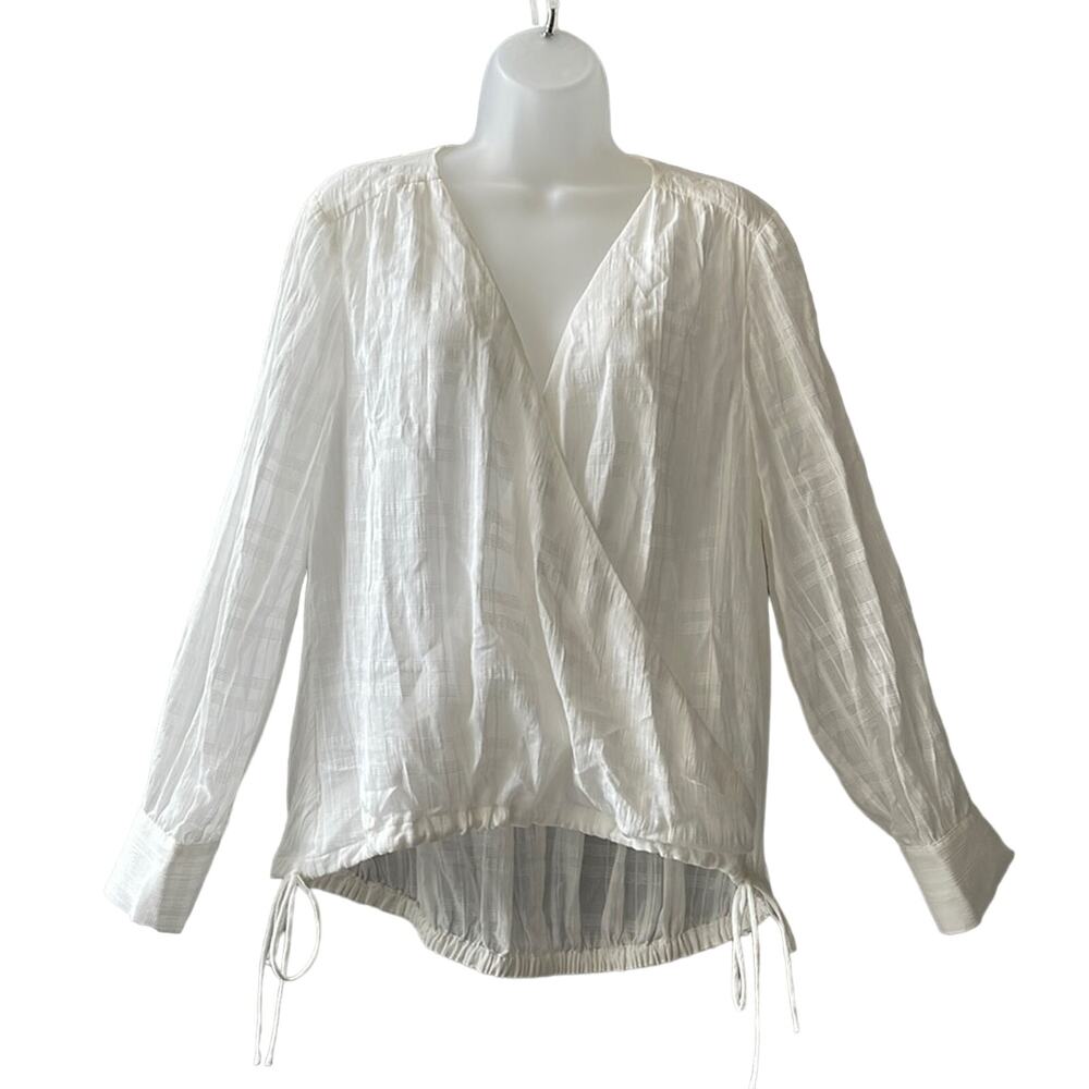 Habitual Woven Plaid Cotton Wrap Blouse Size Medium NWT
